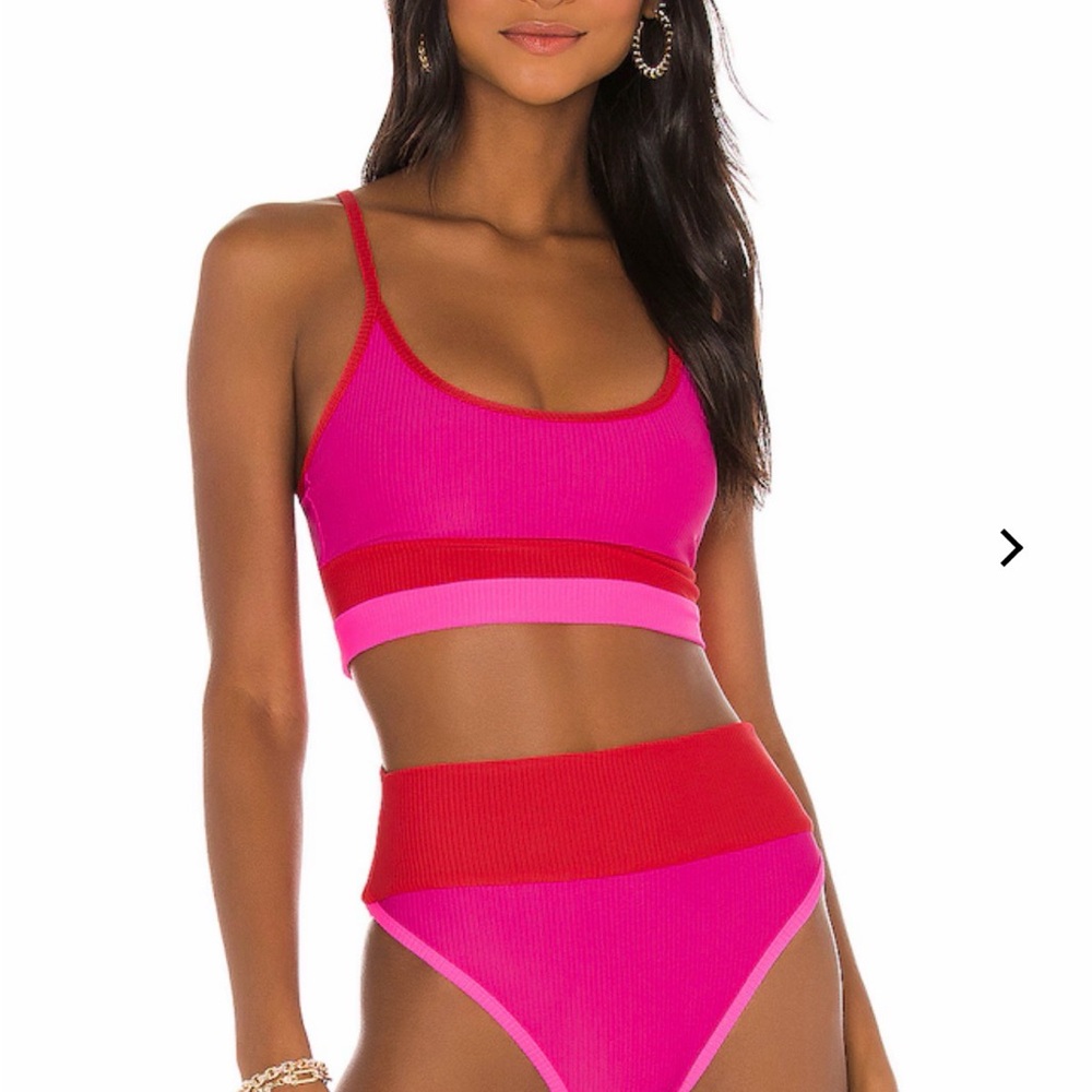 Fuchsia red neon pink bikini (size M top and size L bottom)